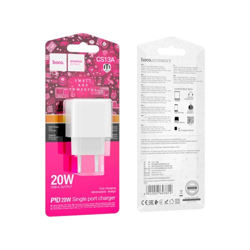 Зарядний пристрій HOCO CS13A Ocean USB-C PD20W White (6942007603812)
