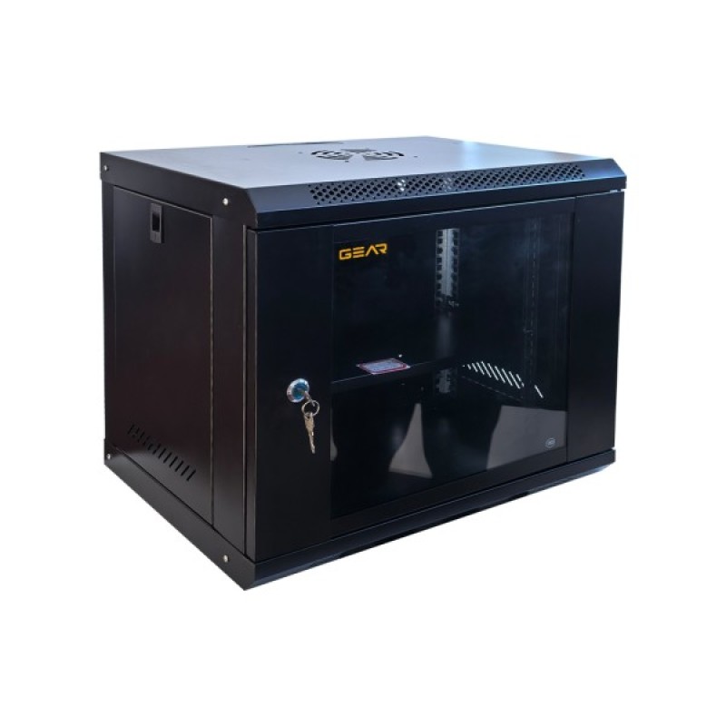 Шафа настінна GEAR 9U 19'' 600x600x450 мм, + полка 19", black (GWMSN-9U-600-600)
