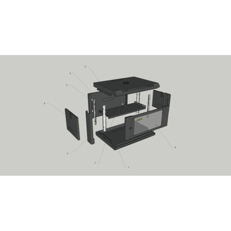 Шафа настінна GEAR 9U 19'' 600x600x450 мм, + полка 19", black (GWMSN-9U-600-600)
