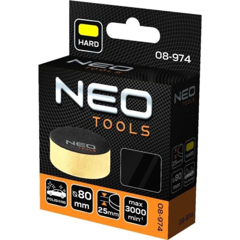 Круг зачистний Neo Tools полірувальний, губка м’яка, на липучці, 80x25мм (08-974)
