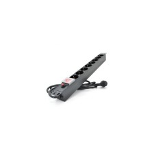 Силовий блок 19" 8 розеток, кабель 1.8м, вимикач, алюм. корпус Pipo (PP8PDUBTGR)