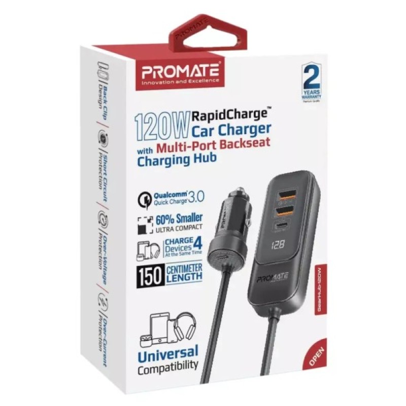 Зарядний пристрій Promate gearhub-120w.black