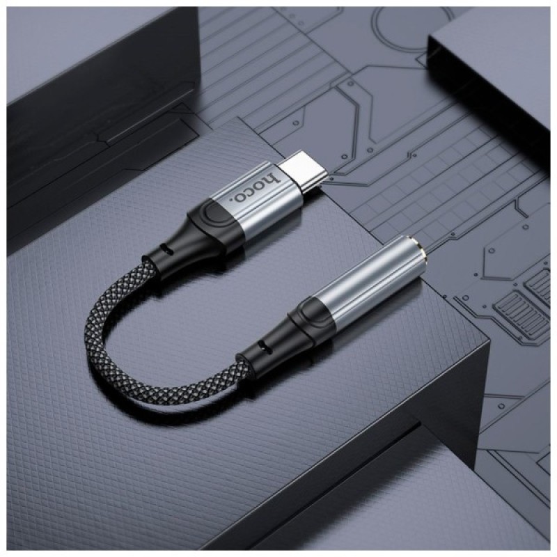 Перехідник USB-C to 3.5mm F 0.12m Black HOCO (6942007608886)