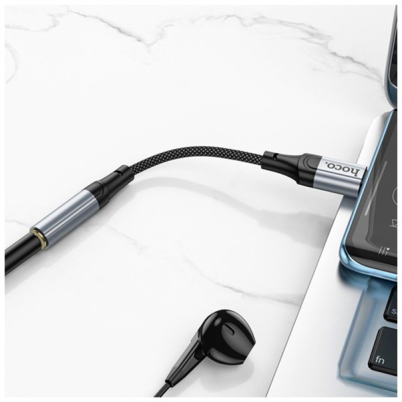 Перехідник USB-C to 3.5mm F 0.12m Black HOCO (6942007608886)