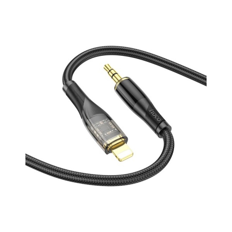 Кабель мультимедійний Lightning to 3.5mm M 1.0m black UPA25 Black HOCO (6931474791153)