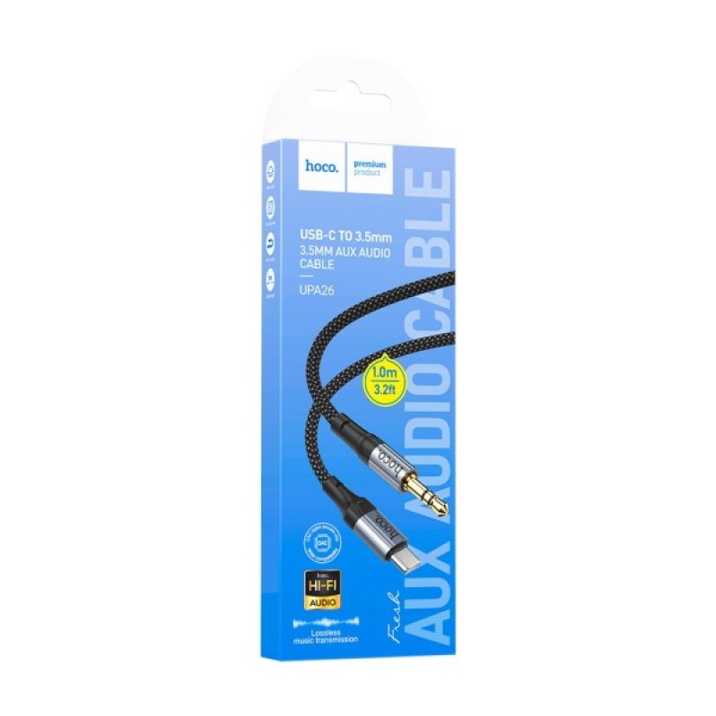 Кабель мультимедійний USB-C to 3.5mm M 1.0m Black HOCO (6942007608824)
