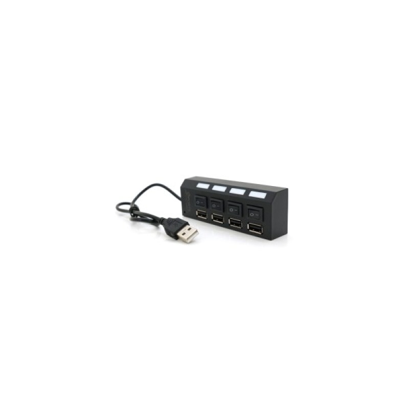 Концентратор Voltronic USB 2.0 to 4xUSB with switches black (YT-HWS4HS-B)