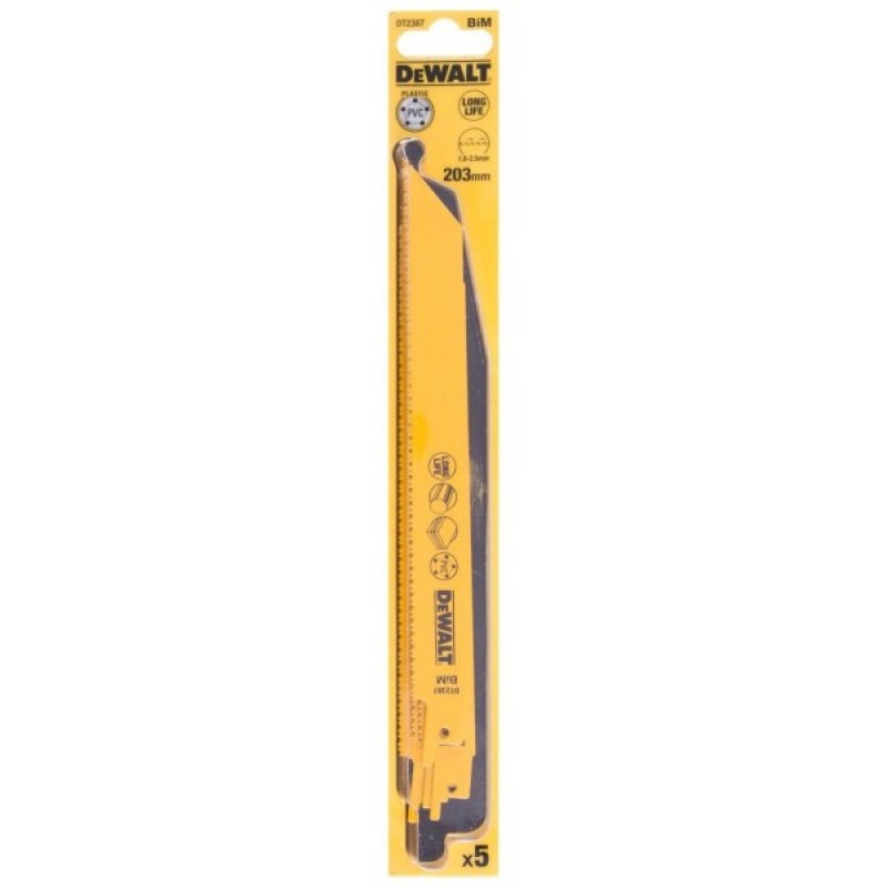 Полотно DeWALT біметалічний, 203 мм, крок зубів 10-14 TPI, 5 шт (DT2387)