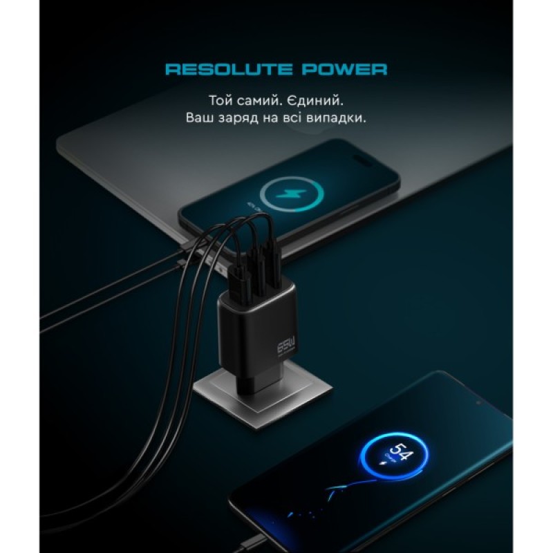 Зарядний пристрій Armorstandart ARP-621 Resolute Power USB-C 65W GaN Black (ARM70023)