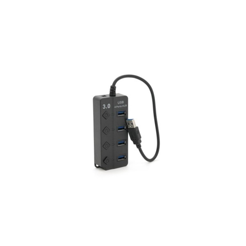 Концентратор Voltronic USB 3.0 to 4xUSB with LED buttons black (YT-3H4A)