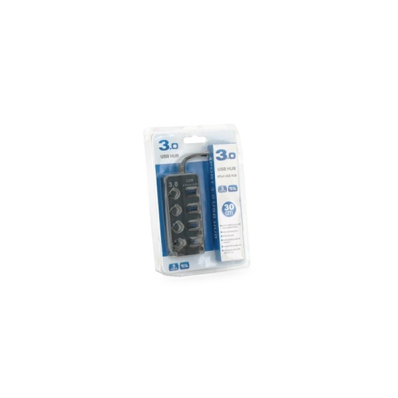 Концентратор Voltronic USB 3.0 to 4xUSB with LED buttons black (YT-3H4A)