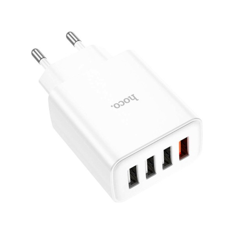 Зарядний пристрій HOCO C102A Fuerza 1xUSB QC3.0 + 3-port USB 18W White (6931474777713)