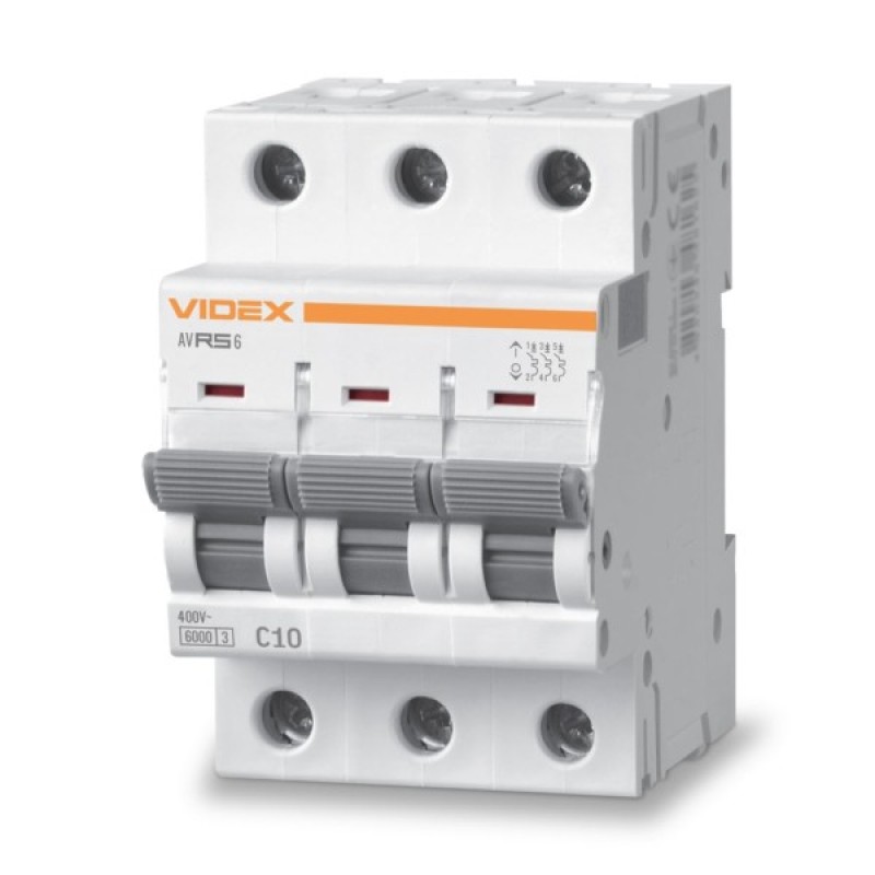 Автоматичний вимикач Videx RS6 RESIST 3п 10А 6кА С (VF-RS6-AV3C10)