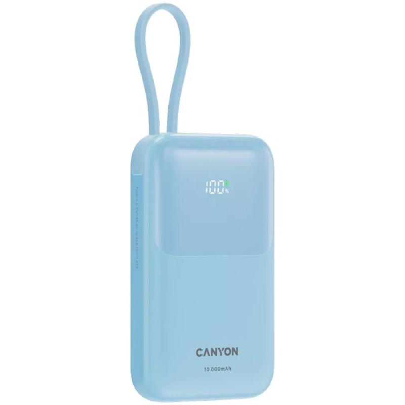 Батарея універсальна Canyon 10000mAh OnPower 101 PD/22.5W built-in cable Blue (CNS-CPB101BL)