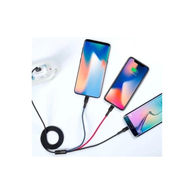 Дата кабель USB 2.0 AM to Lightning + Micro 5P + USB-C 1.2m black XO (XO-NB54-3in1)
