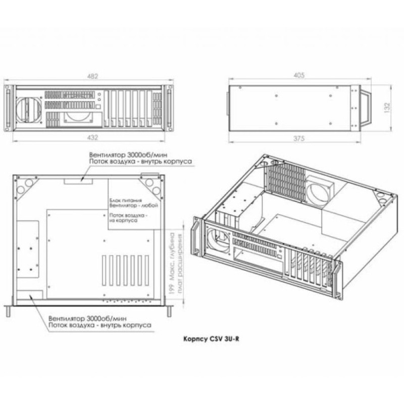 Корпус до сервера CSV 3U-R (3Р-КС-CSV)