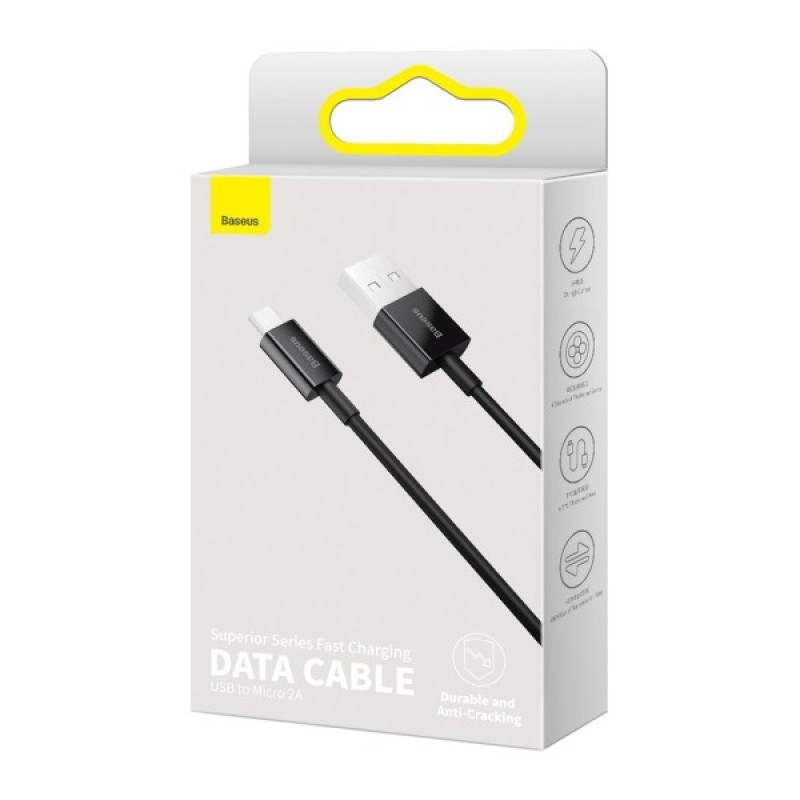 Дата кабель USB 2.0 AM to Micro 5P 2.0m Superior Fast Charging 2A black Baseus (CAMYS-A01)