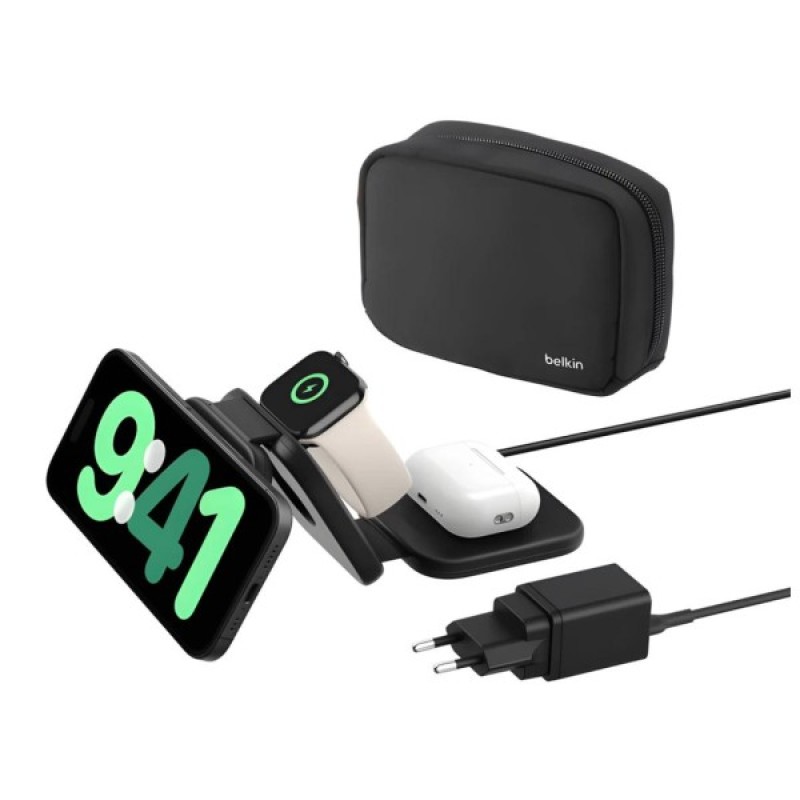Зарядний пристрій Belkin 3in1 Travel Pad Wireless Qi2 15W Black (WIZ024VFBK)
