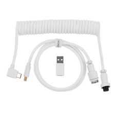 Дата кабель USB-C + USB A to USB-C 1.36m Coiled Angled Aviator white Keychron (CAB9_KEYCHRON)