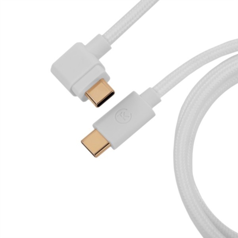 Дата кабель USB-C + USB A to USB-C 1.36m Coiled Angled Aviator white Keychron (CAB9_KEYCHRON)