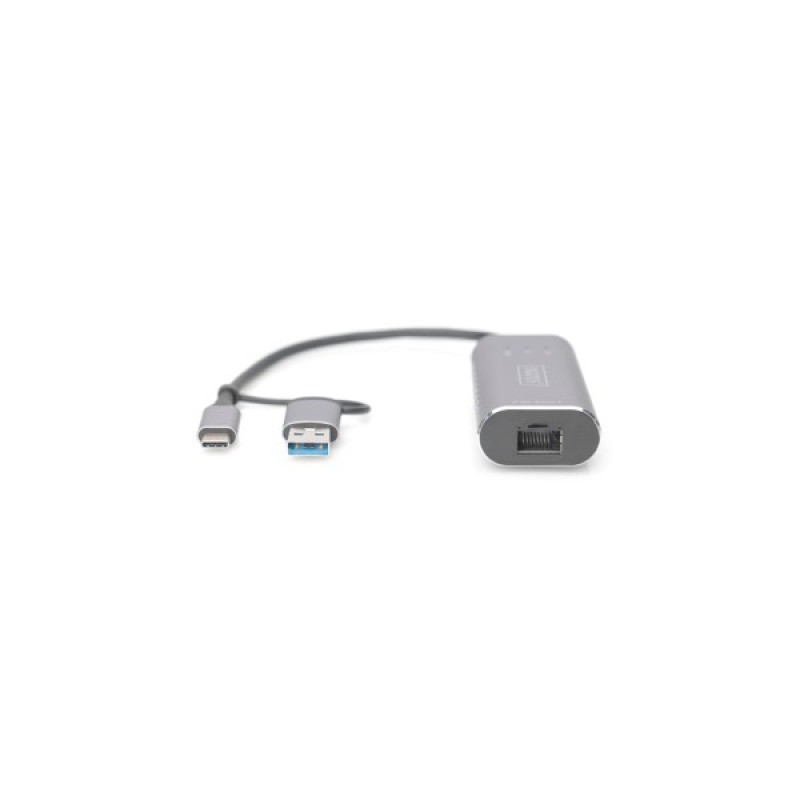 Перехідник USB-C + USB 3.0 to RJ45 2500Mbps Ethernet Digitus (DN-3028)