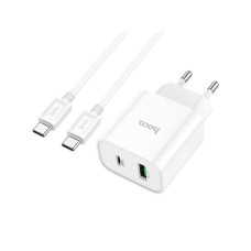 Зарядний пристрій HOCO C80A Plus Rapido PD20W+QC3.0 charger set(C to C) White (6931474779908)