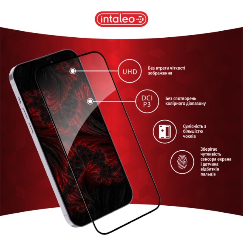 Скло захисне Intaleo Full Glue ESD Apple iPhone 14 Pro Black (1283126542138)