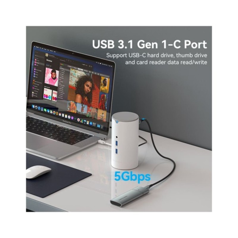 Концентратор Vention USB3.1 Type-C to HDMI/VGA/USB3.0x3/RJ45/SD/TF/TRRS 3.5m/PD/DC100W12-in-1 (TPHWC-EU)