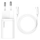 Зарядний пристрій Baseus 1xUSB 25W (USB-C) + Cable Type-C white (TZCCSUP-L02)
