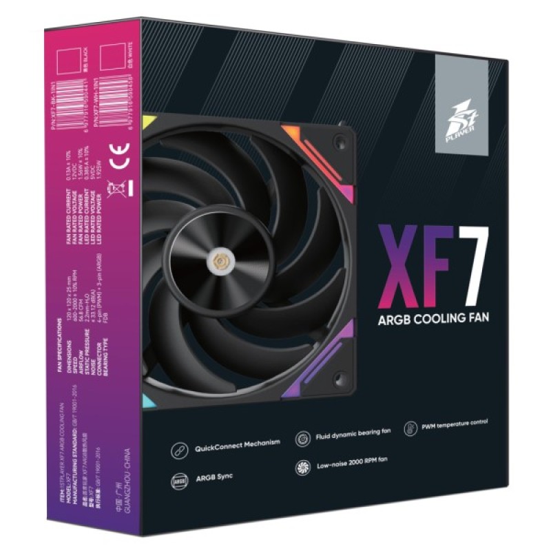 Кулер до корпусу 1stPlayer XF7 Black (XF7-BK-1IN1)