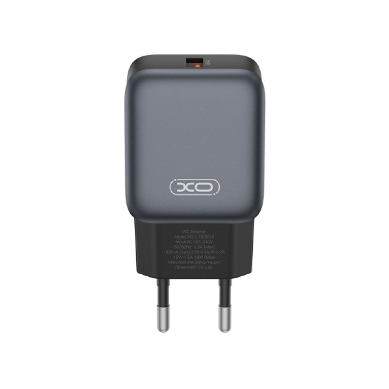 Зарядний пристрій XO USB QC3.0 18W black (L152_Black)
