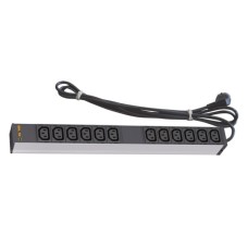 Силовий блок 19" 1U 12 розеток IEC C13, вилка Schuko, кабель 3м. Conteg (DP-RP-12-IECC13)