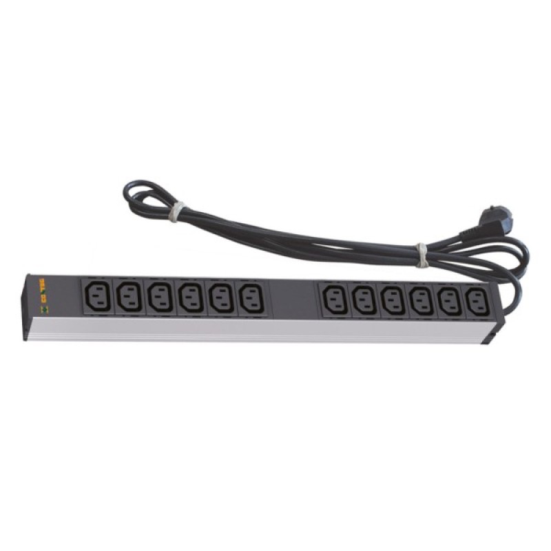 Силовий блок 19" 1U 12 розеток IEC C13, вилка Schuko, кабель 3м. Conteg (DP-RP-12-IECC13)