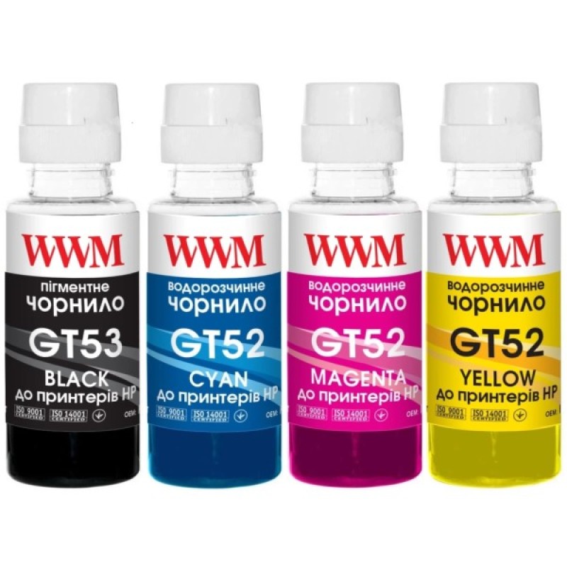 Чорнило WWM HP GT52/53, 4х100г (B/C/M/Y) для Ink Tank 115/315/319 (GT53SET)