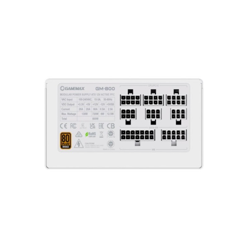 Блок живлення Gamemax 800W (GM-800 Modular white)