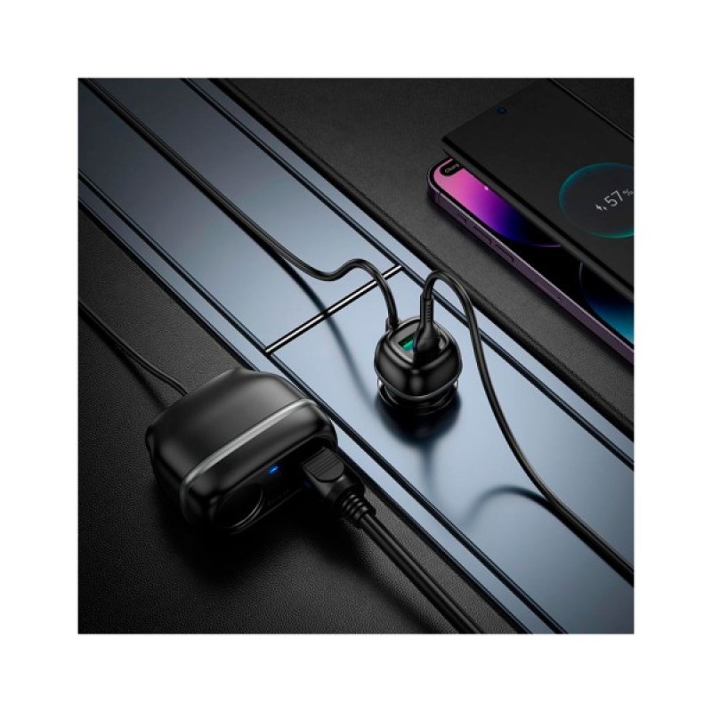 Зарядний пристрій HOCO HOCO Z59 Rank 48W dual port USB-C PD30W + USB QC3.0 Black (6942007641500)