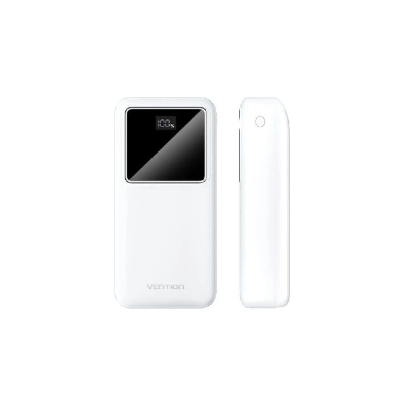 Батарея універсальна Vention 30000mAh 22.5W 3A, PD, QC/3.0, LED Display, White (FHMW0)
