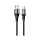 Дата кабель USB 2.0 AM to USB-C 1.0m 3A nylon X50 black HOCO (6931474734235)