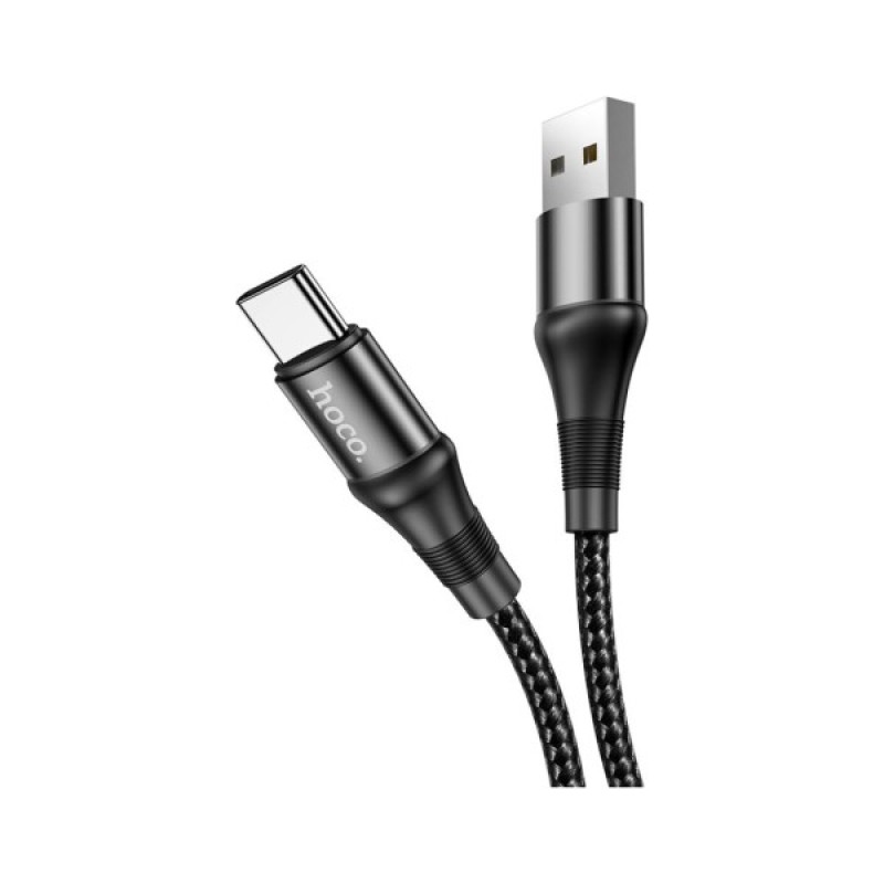 Дата кабель USB 2.0 AM to USB-C 1.0m 3A nylon X50 black HOCO (6931474734235)