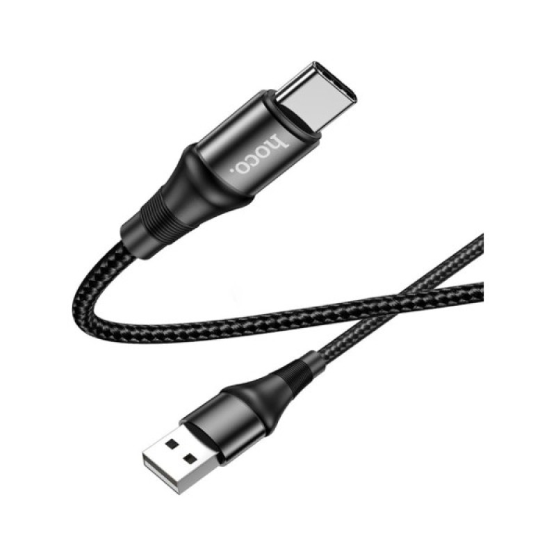 Дата кабель USB 2.0 AM to USB-C 1.0m 3A nylon X50 black HOCO (6931474734235)