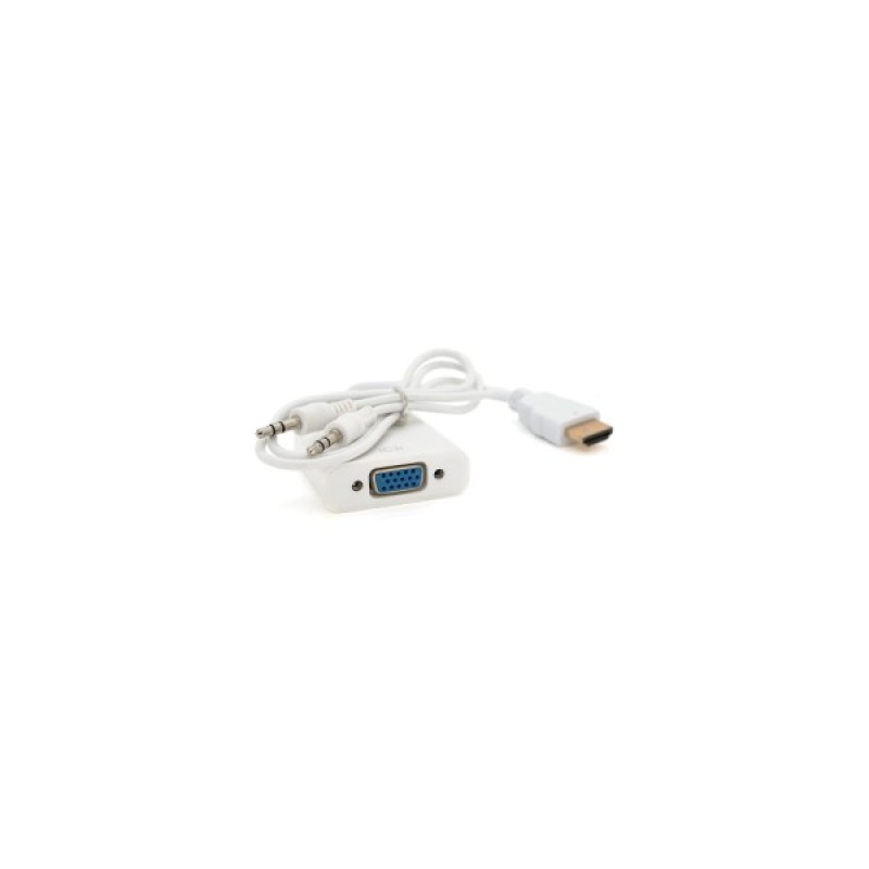 Перехідник HDMI M to VGA F + Audio 0.1m 4K/2K white Voltronic (YT-C-HDMI(M)/VGA(F)+AUX-W)