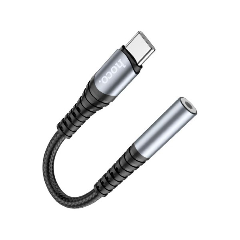 Адаптер USB-C M to 3.5mm F LS33 metal gray HOCO (6931474761163)