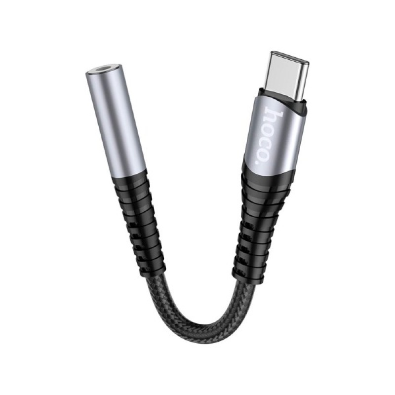 Адаптер USB-C M to 3.5mm F LS33 metal gray HOCO (6931474761163)