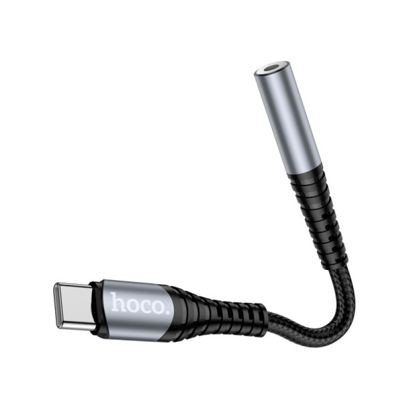Адаптер USB-C M to 3.5mm F LS33 metal gray HOCO (6931474761163)