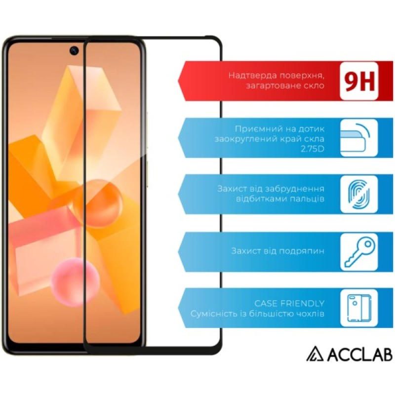 Скло захисне ACCLAB Full Glue Infinix Hot 40 Pro Black (1283126589225)