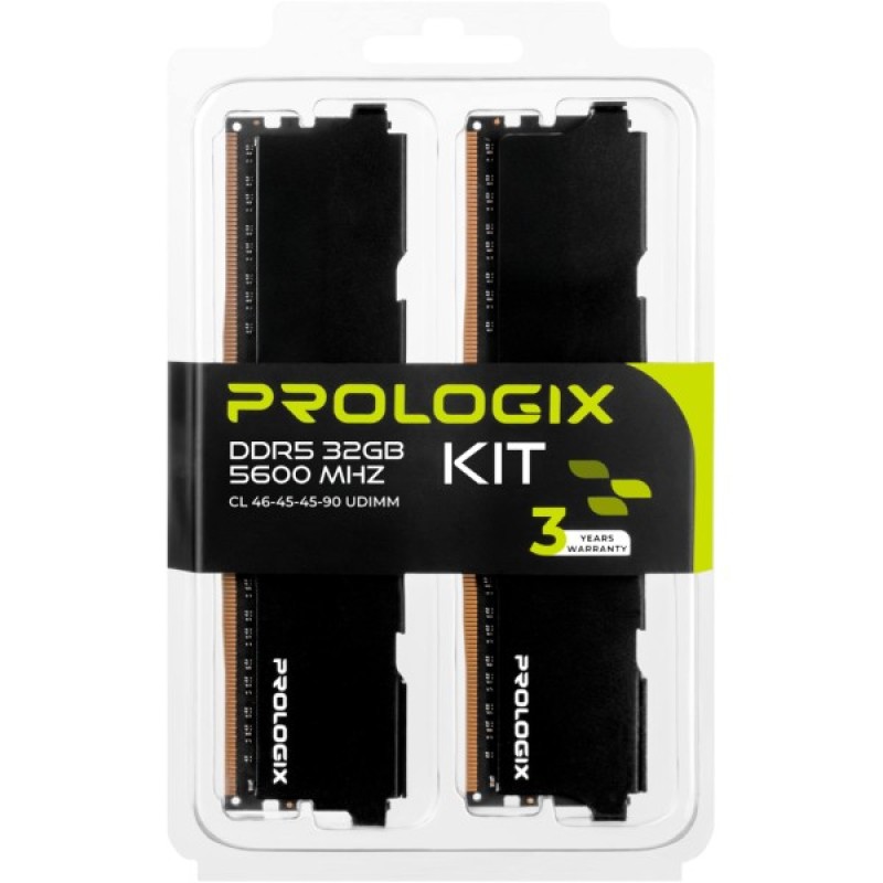 Модуль пам'яті для комп'ютера DDR5 32GB (2x16GB) 5600 MHz Black Prologix (PRO32GB5600B5K)