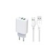 Зарядний пристрій XO L85C (2USB/2.4A) + USB - Lightning White (XO-L85C-L)