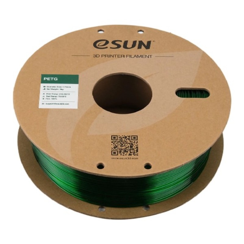 Пластик для 3D-принтера eSUN PETG 1.75мм, 1кг, transparent, green (PETG175G1)
