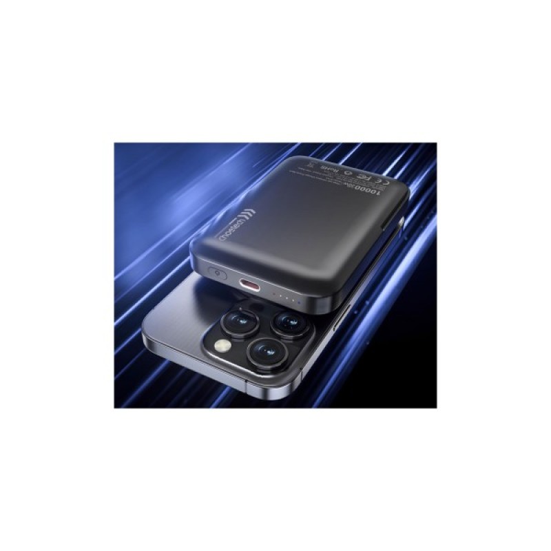 Батарея універсальна Choetech Magnetic Wireless 10000mAh 20W, PD, Qi-15W, USB-C In/Out, with holder, Black (B743-CCBK)