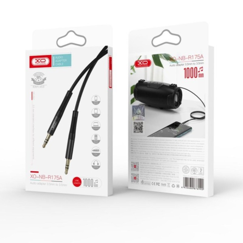 Кабель мультимедійний 3.5mm M to 3.5mm M 1.0m black XO (NBR175A-BK)
